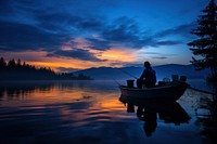 Fishing silhouette photography transportation backlighting recreation.