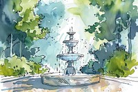 Fountain in style pen water art architecture.