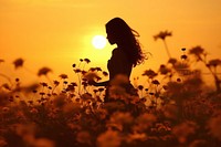 Flowers silhouette photography backlighting female person.