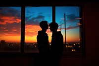 Gay couple silhouette photography sky backlighting outdoors.