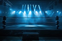 Boxing ring lighting stage blue.