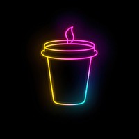 Coffee paper cup neon lighting.