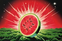 Airbrush art of a watermelon produce jacuzzi fruit.