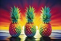 Airbrush art of a pineapples produce fruit plant.