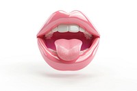 Pink mouth tongue white background lipstick.