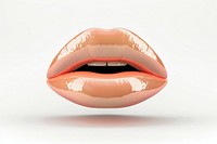 Peach lips cosmetics lipstick white background.