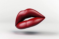 Red velvet color lips lipstick white background moustache.