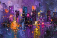 Night cityscape art lighting purple.