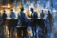 A night jazz bar piano painting art performer.