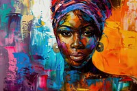 African black woman in tropical colour background painting art photography.
