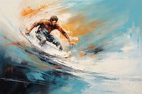 Guy surfing motion blur brush stroke recreation outdoors swimming.