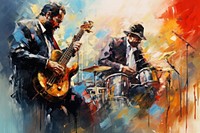 Two jazz musician jamming painting art recreation.