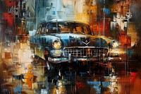 Vintage car painting art transportation.