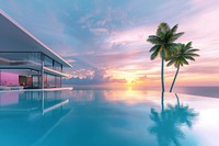 Beautiful modern luxury home tropical ocean pool.