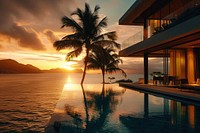 Beautiful modern luxury home tropical pool furniture.