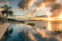 Beautiful modern luxury home tropical ocean pool.