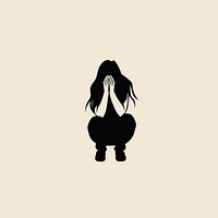 Black minimalist anxiety logo design silhouette drawing adult.