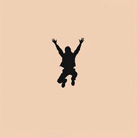 Black minimalist boy jumping logo design silhouette exhilaration parachuting.