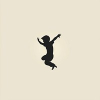 Black minimalist boy jumping logo design silhouette backlighting mid-air.