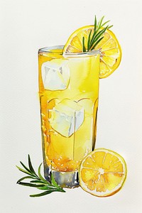 Ink painting a ice cold lemonade fruit drink plant.