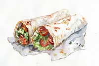 Monochromatic shawarma food vegetable flatbread.
