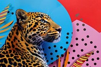 Retro collage of leopard wildlife panther animal.