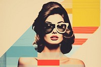 Retro collage of woman photography accessories sunglasses.