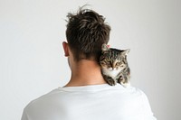 Kiss cat on shoulder portrait animal mammal.