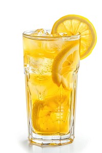 Glass of ice lemonade drink fruit juice.