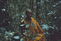 Thai monk in the jungle person human.