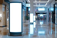 Blank led screen round pillar mockup inside shopping mall indoors architecture electronics.
