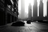 Dubai cityscape transportation architecture neighborhood.