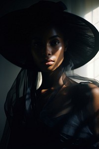 A black woman portrait photography clothing apparel.