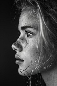 Portrait photo of a girl photography freckle person.