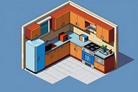 Kitchen interior cut pixel indoors diagram sink.