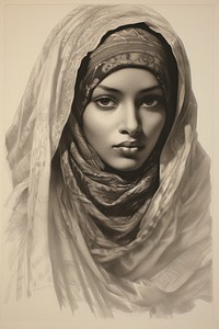 Arabian woman portrate drawing photography illustrated.