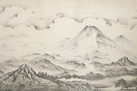 Fuji mountain drawing illustrated outdoors.