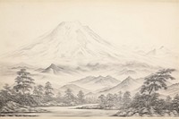 Fuji mountain drawing illustrated painting.