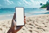 Blank smartphone mockup photo beach photography.