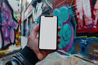 Blank smartphone mockup electronics painting person.
