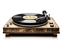 A vintage turntable white background electronics gramophone.