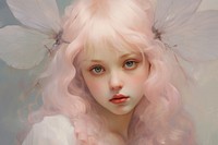 Close up on pale pastel tones fairy photography portrait person.