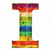 Rainbow with alphabet I collage number symbol.