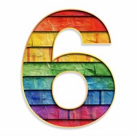 Rainbow with number 6 symbol text disk.