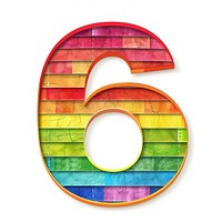 Rainbow with number 6 symbol text logo.