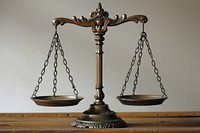 Law scales on table chandelier bronze lamp.