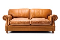 Leather sofa furniture armchair white background.