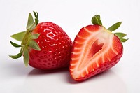 Ripe strawberries cut in half strawberry fruit plant.