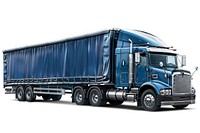 18 wheel truck hauling cargo bay vehicle white background transportation.