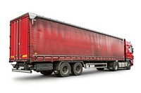 18 wheel truck hauling cargo bay vehicle white background transportation.